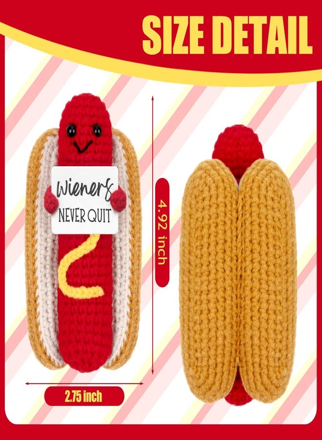 A AIFAMY Funny Positive Hot Dog, Emotional Support Hot Dog, Cute Crochet Potato Partner Toy with Positive Card Cheer Up Funny Gag Gifts for Best Friend Birthday Housewarming Women Teacher Fall - Image 2