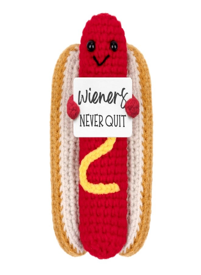 A AIFAMY Funny Positive Hot Dog, Emotional Support Hot Dog, Cute Crochet Potato Partner Toy with Positive Card Cheer Up Funny Gag Gifts for Best Friend Birthday Housewarming Women Teacher Fall - Image 1