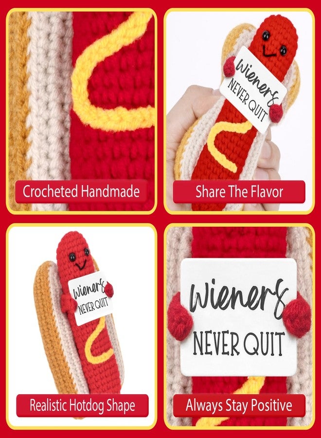 A AIFAMY Funny Positive Hot Dog, Emotional Support Hot Dog, Cute Crochet Potato Partner Toy with Positive Card Cheer Up Funny Gag Gifts for Best Friend Birthday Housewarming Women Teacher Fall - Image 3