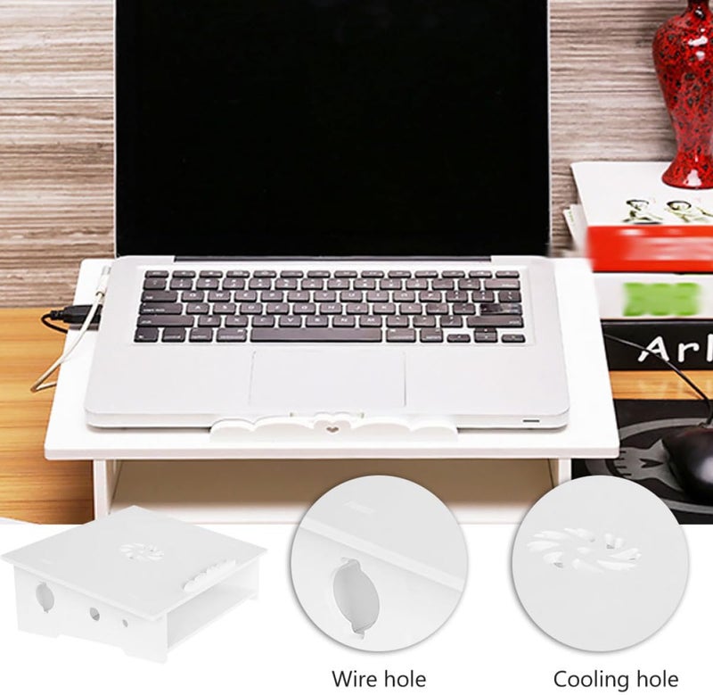 حامل تبريد للكمبيوتر المحمول من كالوري (KALLORY Laptop Cooling Stand)، حجم صغير، هادئ، يرفع الكمبيوتر، مناسب للاستخدام في المكتب المنزلي، لون أبيض - Image 4
