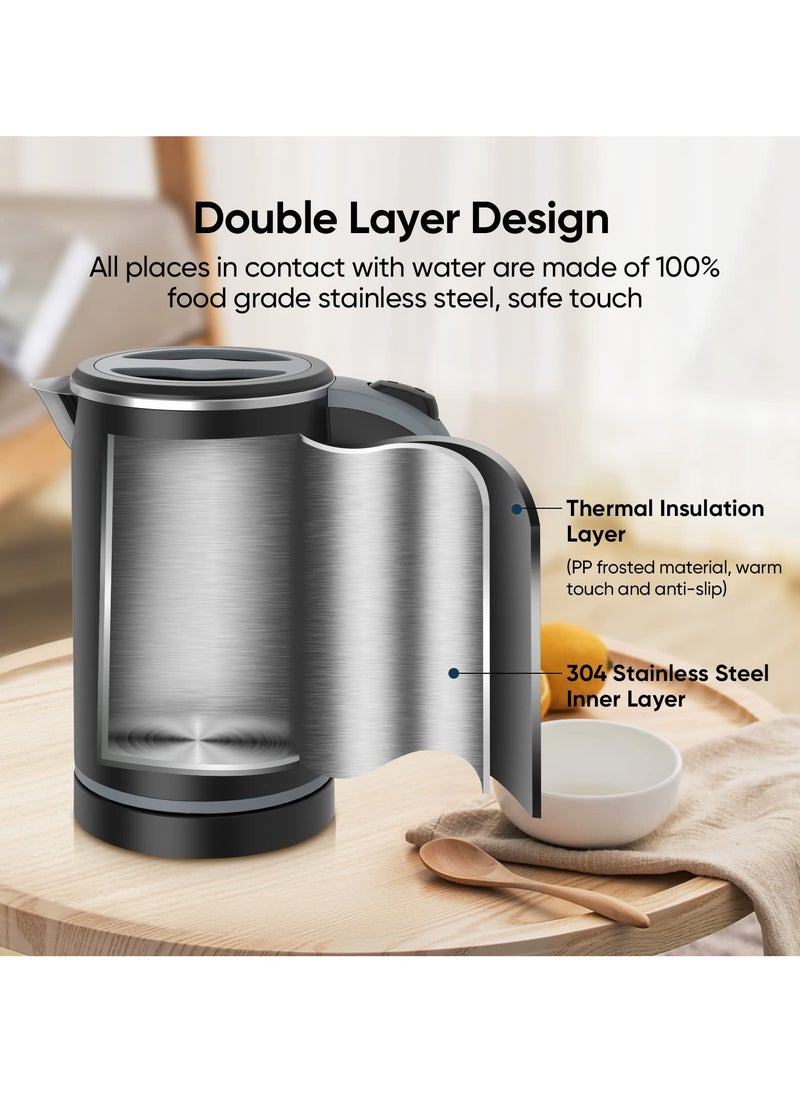 KASTWAVE - Small Electric Kettle, Travel Mini Hot Water Boiler Heater, 304 Stainless Steel 0.8L Portable Electric Kettles or Boiling Water,  with Auto Shut Off for Camping, Travel, Office and More. - Image 1