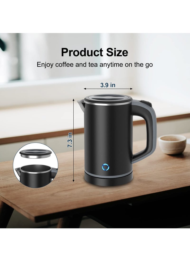 KASTWAVE - Small Electric Kettle, Travel Mini Hot Water Boiler Heater, 304 Stainless Steel 0.8L Portable Electric Kettles or Boiling Water,  with Auto Shut Off for Camping, Travel, Office and More. - Image 1