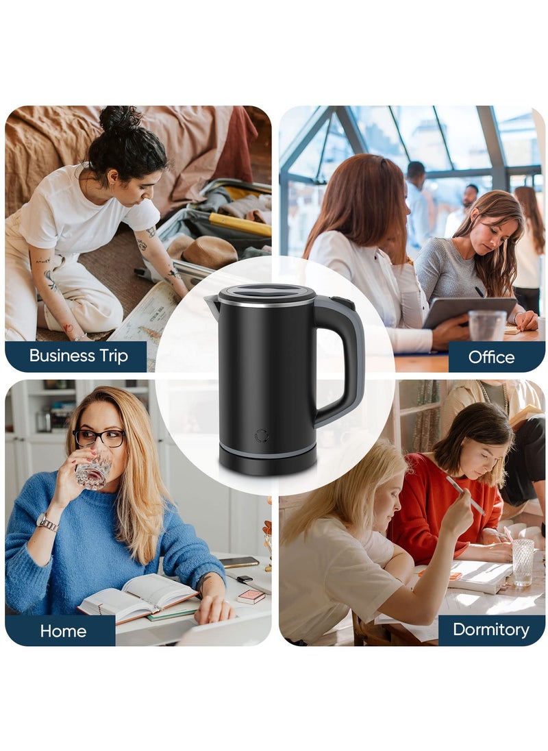 KASTWAVE - Small Electric Kettle, Travel Mini Hot Water Boiler Heater, 304 Stainless Steel 0.8L Portable Electric Kettles or Boiling Water,  with Auto Shut Off for Camping, Travel, Office and More. - Image 1