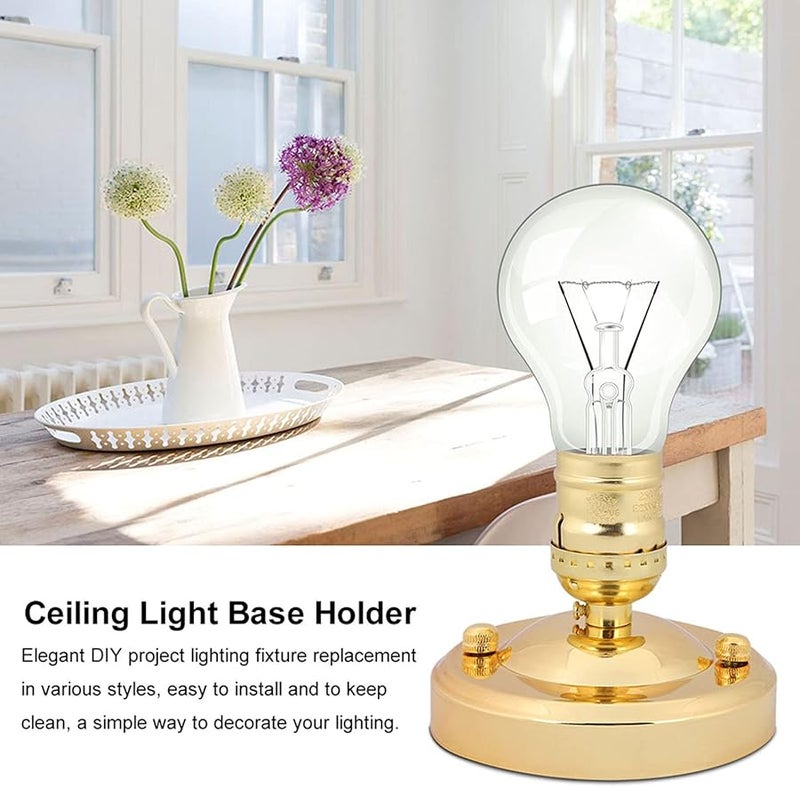 قاعدة حامل ضوء سقف وجدار صناعي كلاسيكي ذهبي E26 E27 لمشروع إضاءة DIY - Image 3
