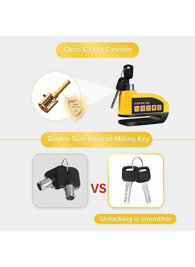 Generic Motorcycle Disc Brake Lock, Alarm Disc Lock, Theft Proof 7mm Pin Alarm 110dB with Reminder Cable and Carrying Case, Waterproof, High Security Disc Lock for Motorcycles, Mopeds and Bicyc - Image 4