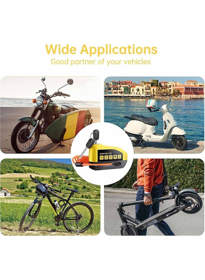 Generic Motorcycle Disc Brake Lock, Alarm Disc Lock, Theft Proof 7mm Pin Alarm 110dB with Reminder Cable and Carrying Case, Waterproof, High Security Disc Lock for Motorcycles, Mopeds and Bicyc - Image 5