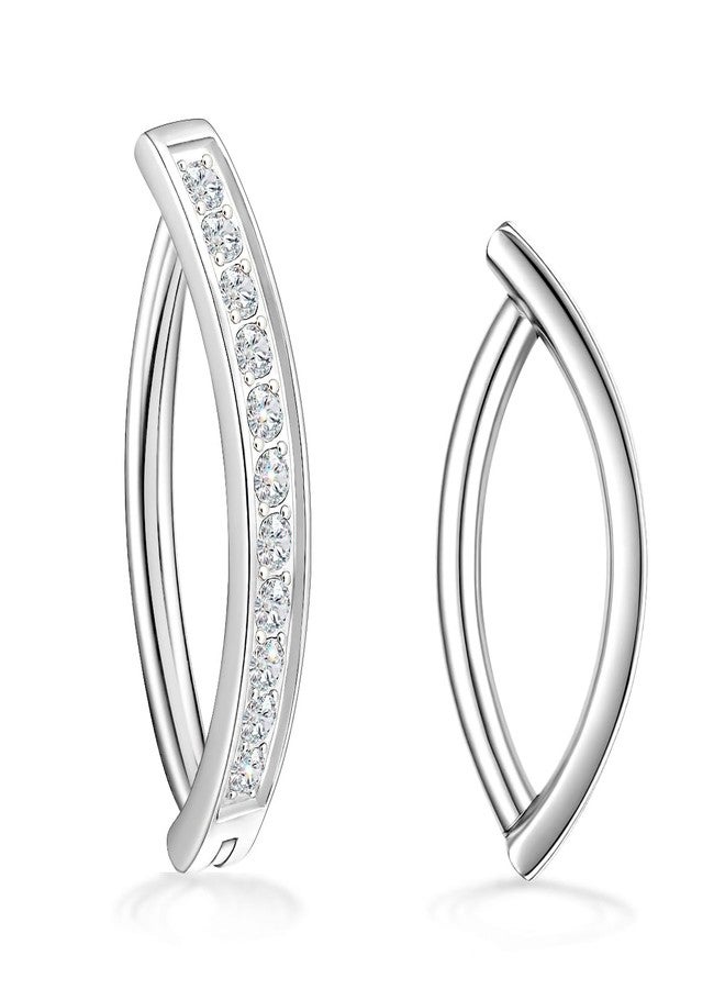 VOJO Moissanite Clicker Belly Button Ring, Titanium 2 Pcs 10&12mm Reverse Curved Hoop Navel Barbell Piercing Jewelry (White Gold) - Image 1