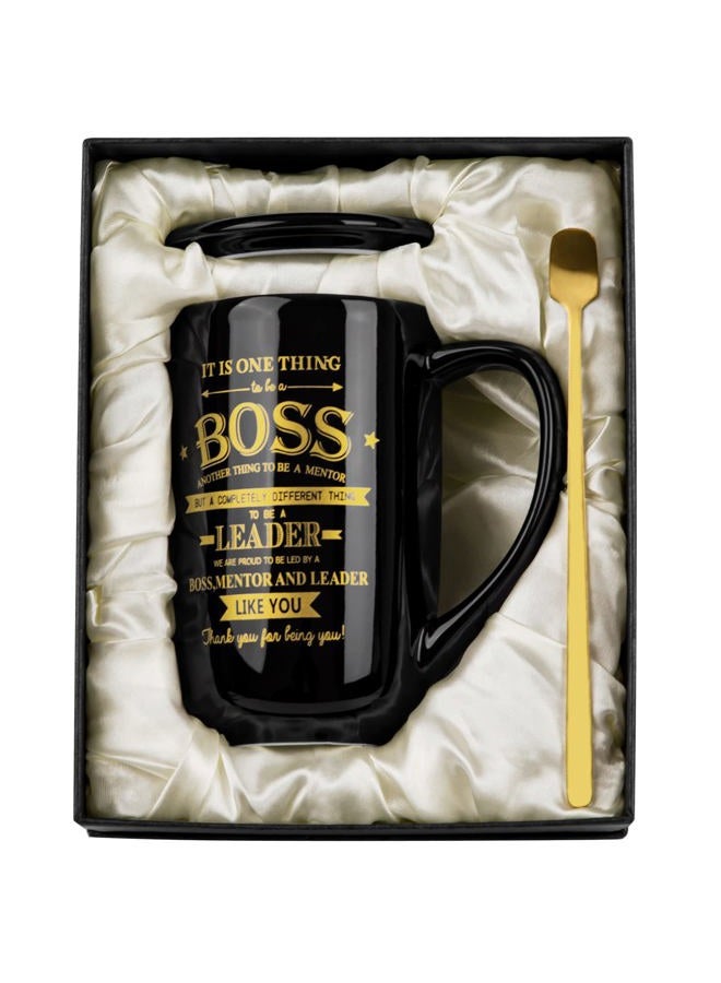 Doublewhale Boss Gifts - Best Boss Gifts for Men - Office Farewell Gifts for Boss - Christmas Gifts, Boss Day Gifts, Birthday Gifts Ideas for Boss, Mentor, Leader - Large Porcelain Boss Coffee Mug 18 Oz Black - Image 1