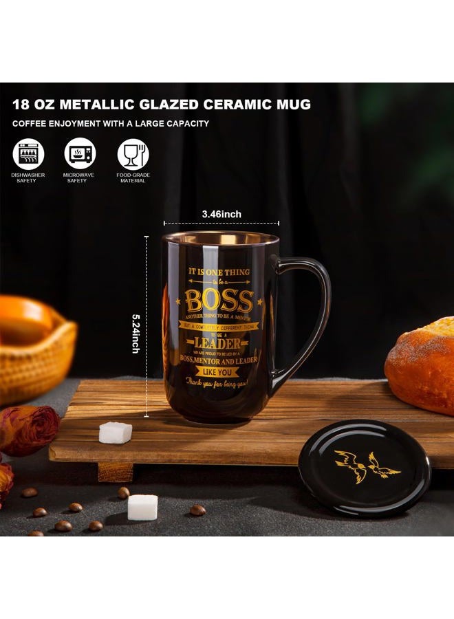 Doublewhale Boss Gifts - Best Boss Gifts for Men - Office Farewell Gifts for Boss - Christmas Gifts, Boss Day Gifts, Birthday Gifts Ideas for Boss, Mentor, Leader - Large Porcelain Boss Coffee Mug 18 Oz Black - Image 3