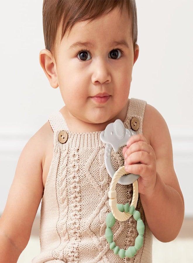 Itzy Ritzy - Itzy Loops Sensory Teether; Includes 2 Silicone Rings and 1 Link (Elephant) - Image 2