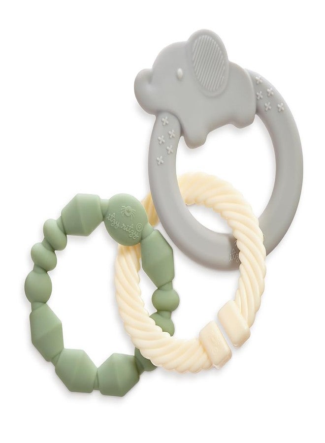 Itzy Ritzy - Itzy Loops Sensory Teether; Includes 2 Silicone Rings and 1 Link (Elephant) - Image 1