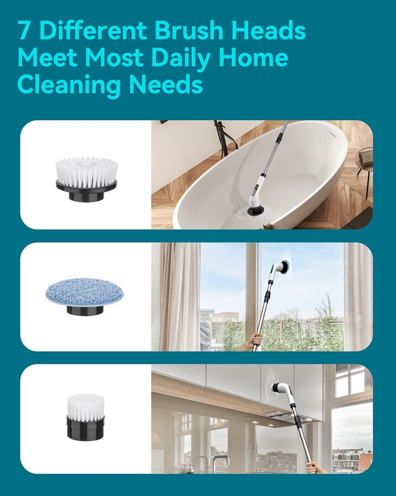 Highyes Electric Spin Scrubber for Cleaning Bathroom: Cordless Power Shower Scrubber - Electric Cleaning Brush for Tile Tub - Image 4
