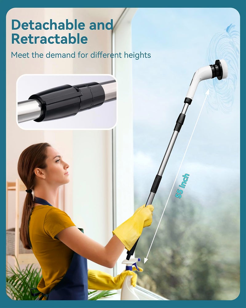 Highyes Electric Spin Scrubber for Cleaning Bathroom: Cordless Power Shower Scrubber - Electric Cleaning Brush for Tile Tub - Image 2