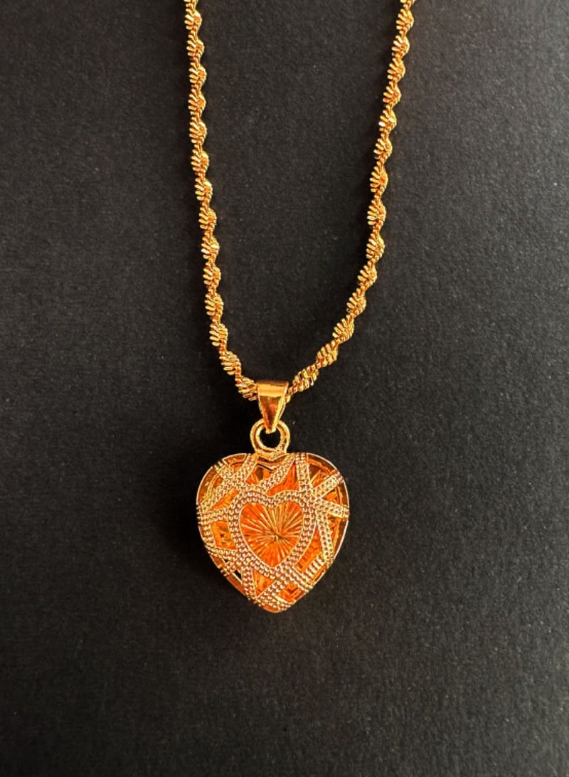 24k Gold Plated Love Heart Pendant Necklace,Wedding Jewelry ,Fashion Dress Accessories - Image 5