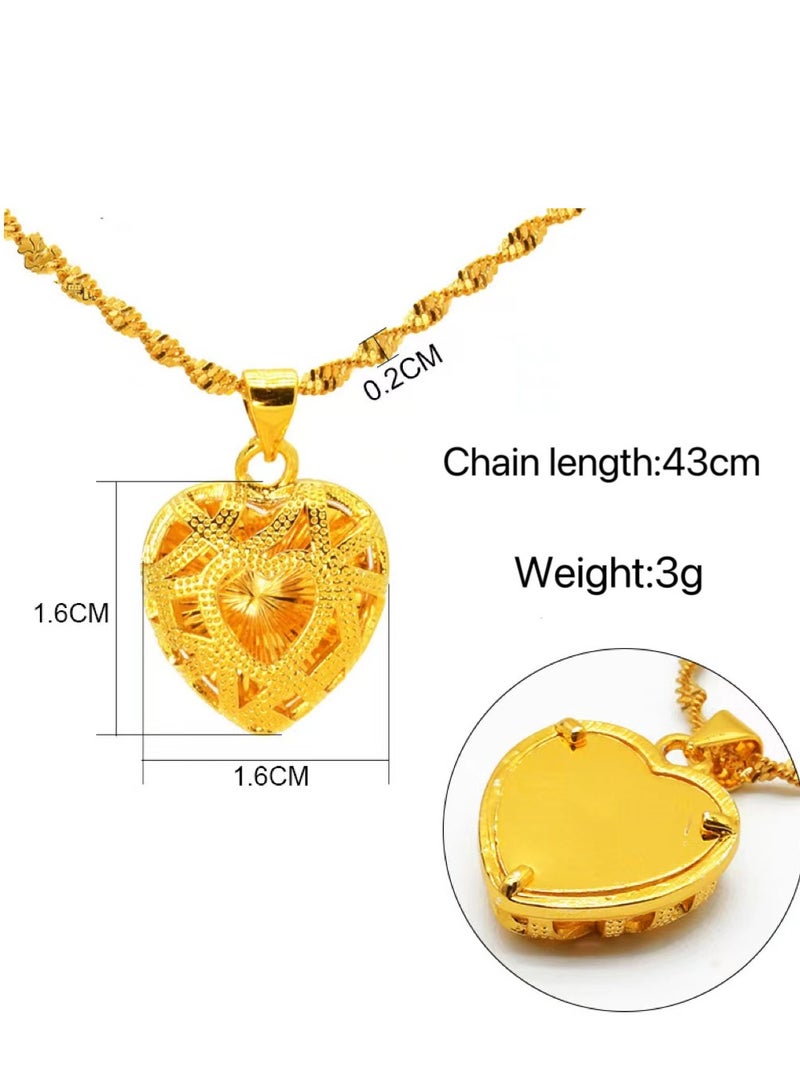 24k Gold Plated Love Heart Pendant Necklace,Wedding Jewelry ,Fashion Dress Accessories - Image 4