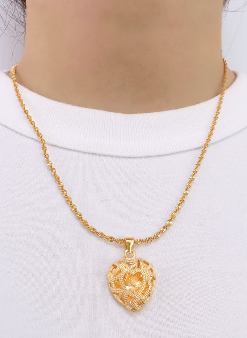 24k Gold Plated Love Heart Pendant Necklace,Wedding Jewelry ,Fashion Dress Accessories - Image 3
