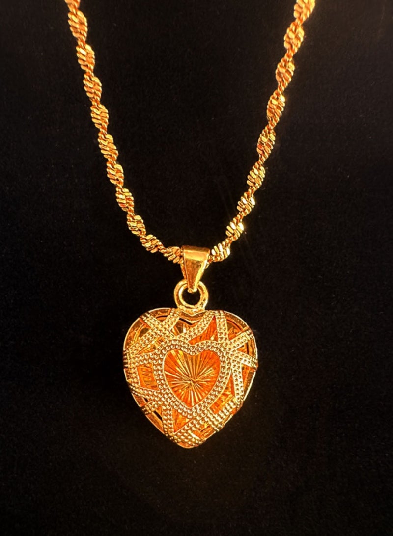 24k Gold Plated Love Heart Pendant Necklace,Wedding Jewelry ,Fashion Dress Accessories - Image 1