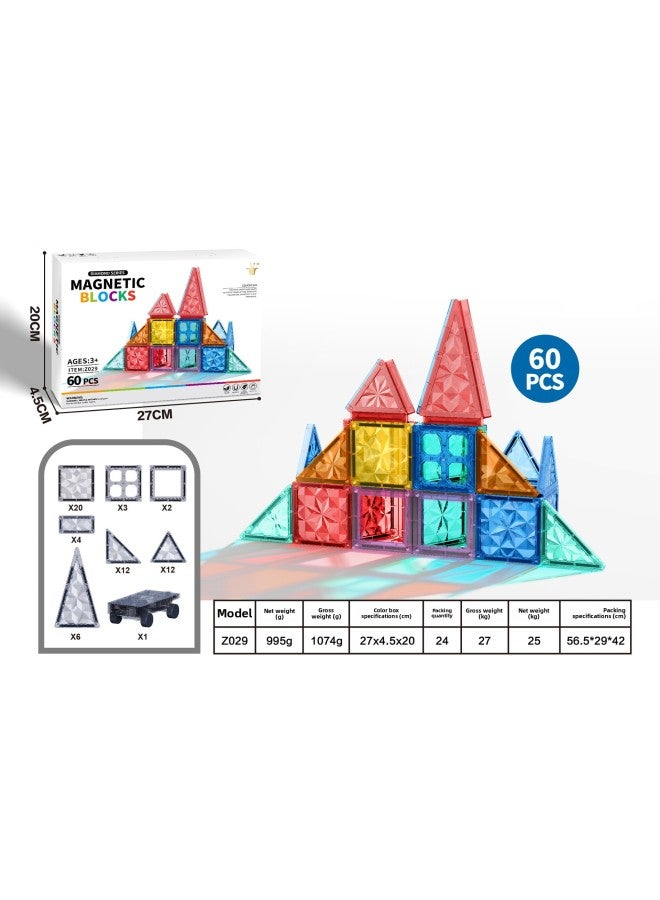 Color Window Magnetic Piece Building Blocks Kidsren's Educational Toys Assembled Pipes Boys And Girls Multi-Functional Intellectual Puzzle Magnets-Specifications:Zz029 (24 Sets/box, Starting From Box)  - Image 1