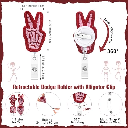 Geyoga Xray Badge Reelsradiology Gifts Bulk Retractable Funny Skeleton ID Holder Clips with Cards Organza Bags for Nurse Doctor Nursing StudentPink10 Sets - Image 3
