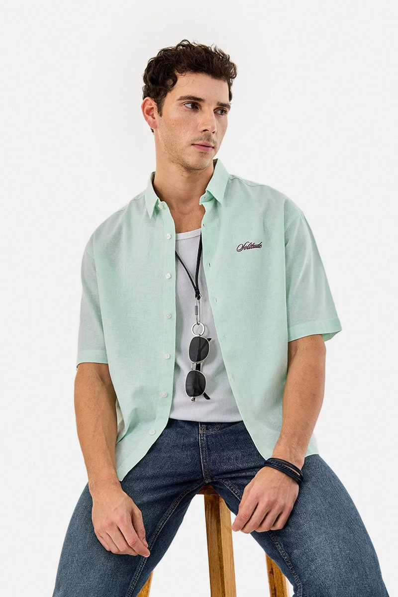 SNITCH Embroidered Linen Blend Box Fit Shirt