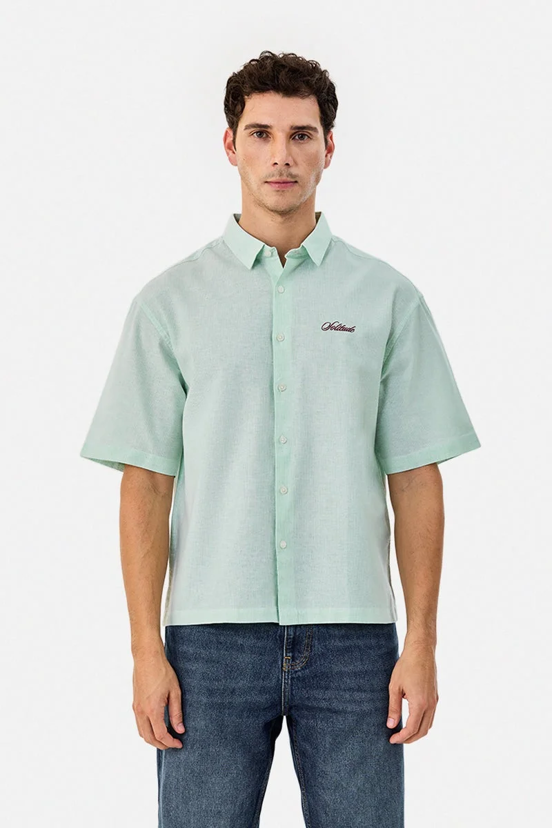 SNITCH Embroidered Linen Blend Box Fit Shirt
