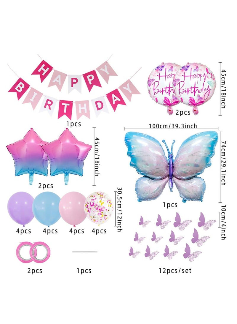 DUNISO Butterfly Birthday Party Decorations, Pastel Macaron Purple Pink Party Balloon With Matallic Pink Purple Confetti Latex Balloons For Girls Butterfly Theme Birthday Decorations - Image 2