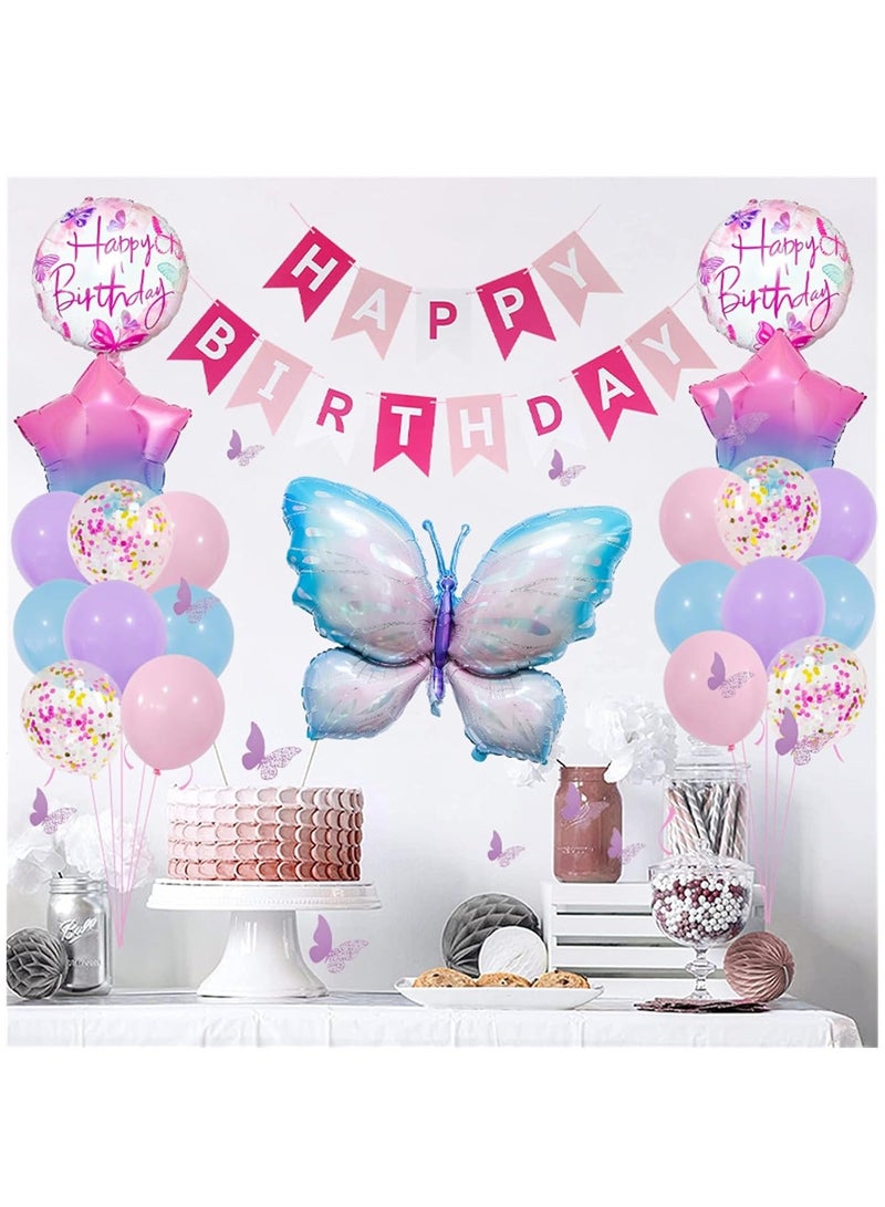 DUNISO Butterfly Birthday Party Decorations, Pastel Macaron Purple Pink Party Balloon With Matallic Pink Purple Confetti Latex Balloons For Girls Butterfly Theme Birthday Decorations - Image 4