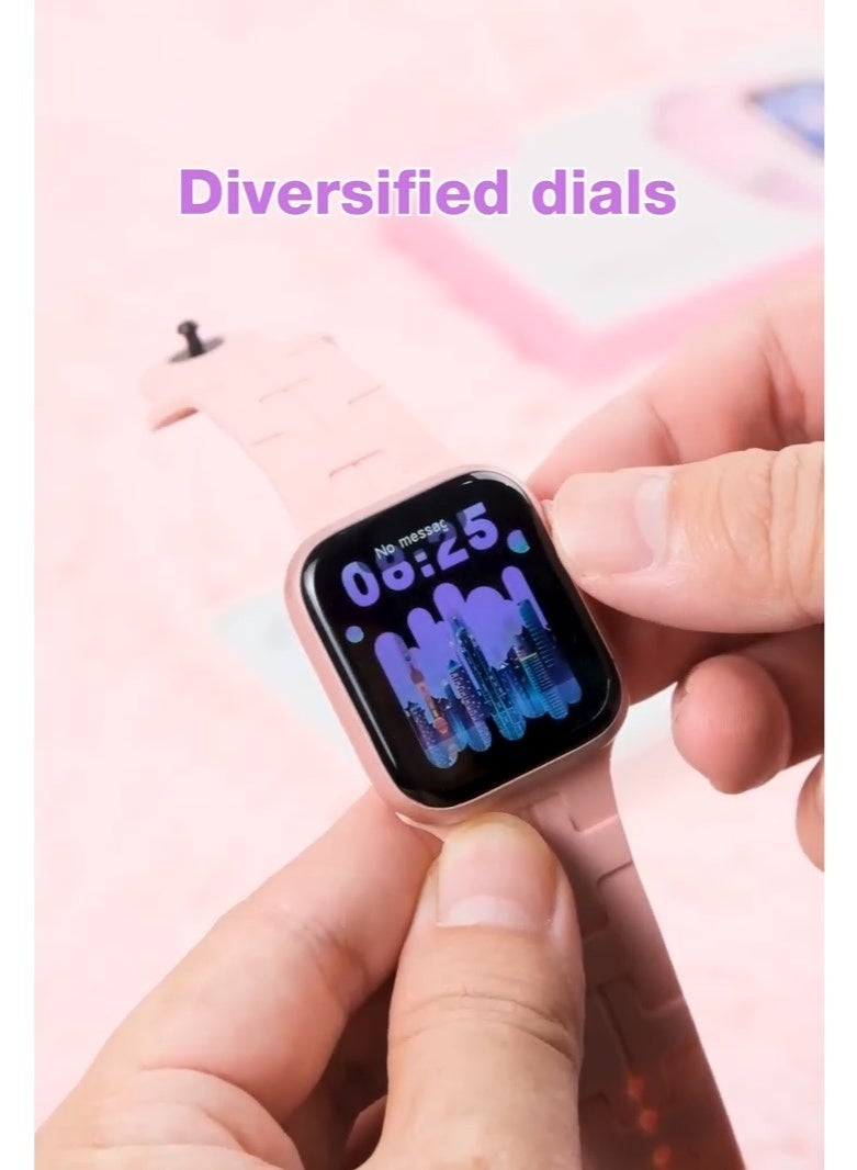 modio MW12 Mini Smartwatch 36mm HD Display with 2 Pair Straps & Magnetic Charging Cable – Lightweight Waterproof Bluetooth Fitness Tracker for Ladies & Gents – Pink Smart Watch with Health Monitor - Image 4