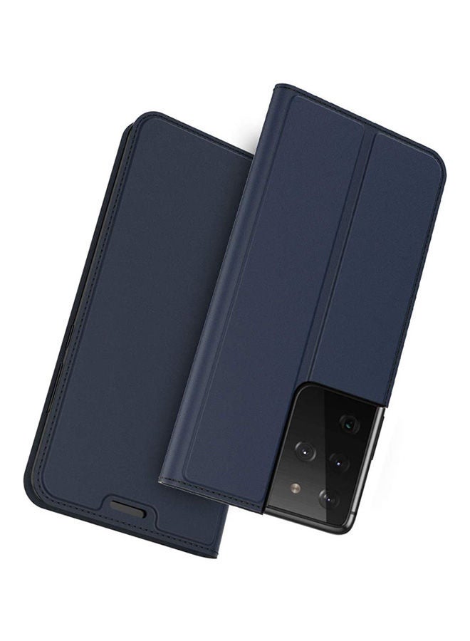 NIBEMINENT Samsung Galaxy S21 Ultra Mobile Phone Case Simple Folding Protective Holster With Card Slot, Sweat, Drop And Scratch Resistance Blue  - Image 1