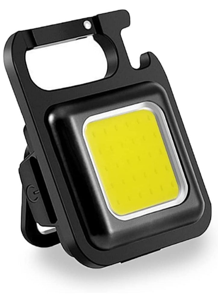 COB Small Flashlights, Waterproof LED Working Lights 800 Lumens Bright Rechargeable Mini Keychain Light 4 Light Modes, Portable Pocket Light Bottle Opener and Magnet Base for Fishing Walking Camping - Image 1