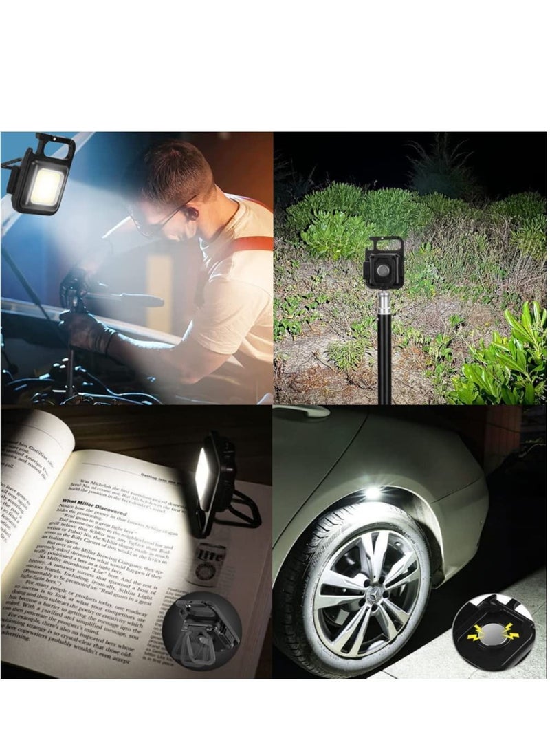 COB Small Flashlights, Waterproof LED Working Lights 800 Lumens Bright Rechargeable Mini Keychain Light 4 Light Modes, Portable Pocket Light Bottle Opener and Magnet Base for Fishing Walking Camping - Image 3
