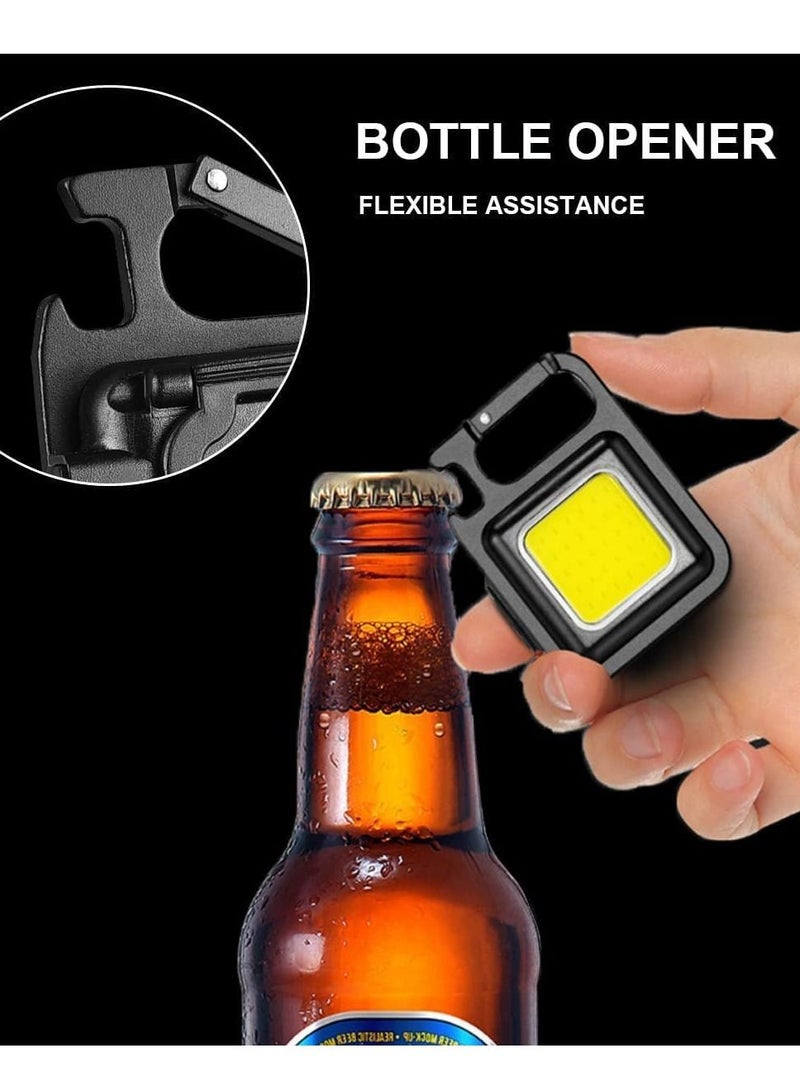 COB Small Flashlights, Waterproof LED Working Lights 800 Lumens Bright Rechargeable Mini Keychain Light 4 Light Modes, Portable Pocket Light Bottle Opener and Magnet Base for Fishing Walking Camping - Image 2