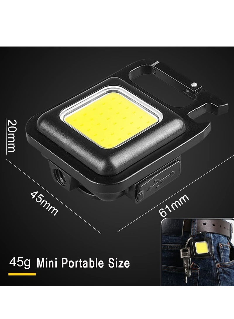 COB Small Flashlights, Waterproof LED Working Lights 800 Lumens Bright Rechargeable Mini Keychain Light 4 Light Modes, Portable Pocket Light Bottle Opener and Magnet Base for Fishing Walking Camping - Image 4