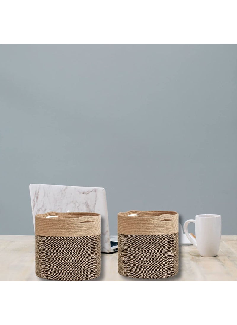 BRISHTl Brishtl Combo Jute Basket Storage Basket For Decor Living Room Organizer Baskets For Clothes Toys Multipurpose Jute Plant Basket For Bathroom Kitchen6X6 Inches Pack Of 2 Design5  - Image 2