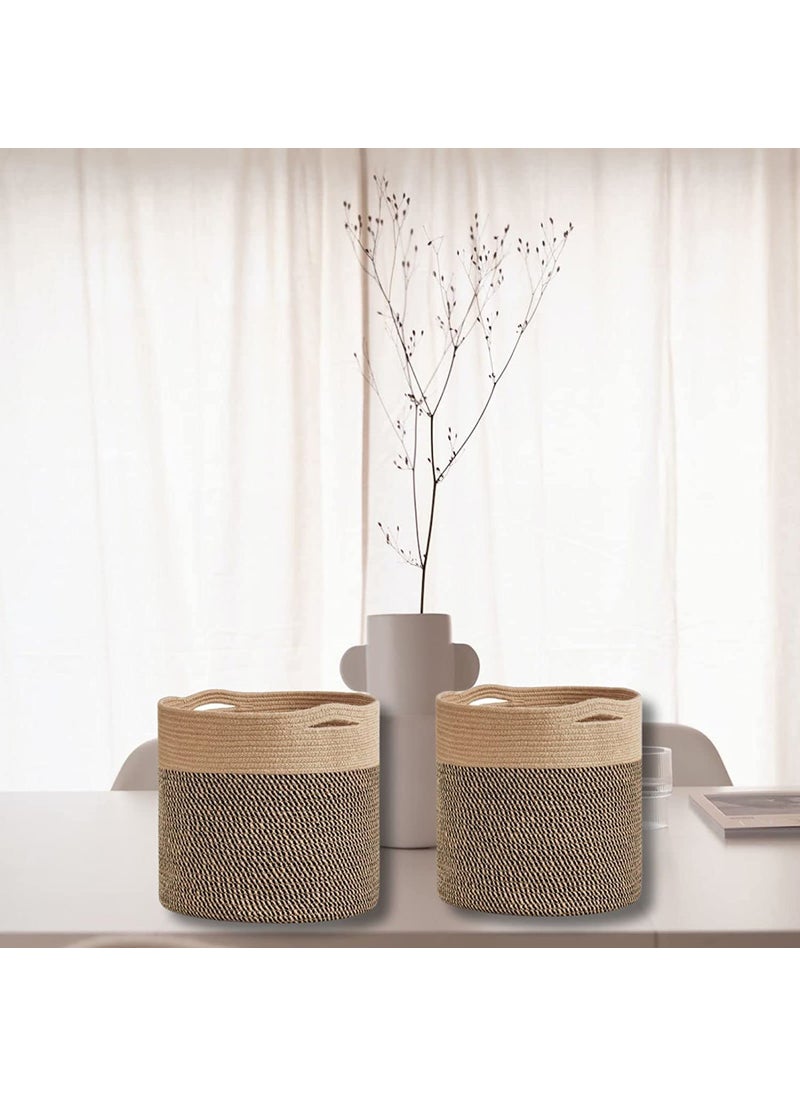 BRISHTl Brishtl Combo Jute Basket Storage Basket For Decor Living Room Organizer Baskets For Clothes Toys Multipurpose Jute Plant Basket For Bathroom Kitchen6X6 Inches Pack Of 2 Design5  - Image 3