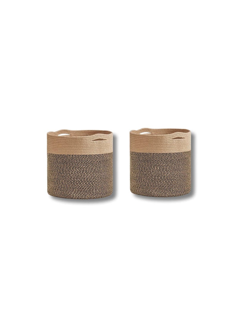 BRISHTl Brishtl Combo Jute Basket Storage Basket For Decor Living Room Organizer Baskets For Clothes Toys Multipurpose Jute Plant Basket For Bathroom Kitchen6X6 Inches Pack Of 2 Design5  - Image 1