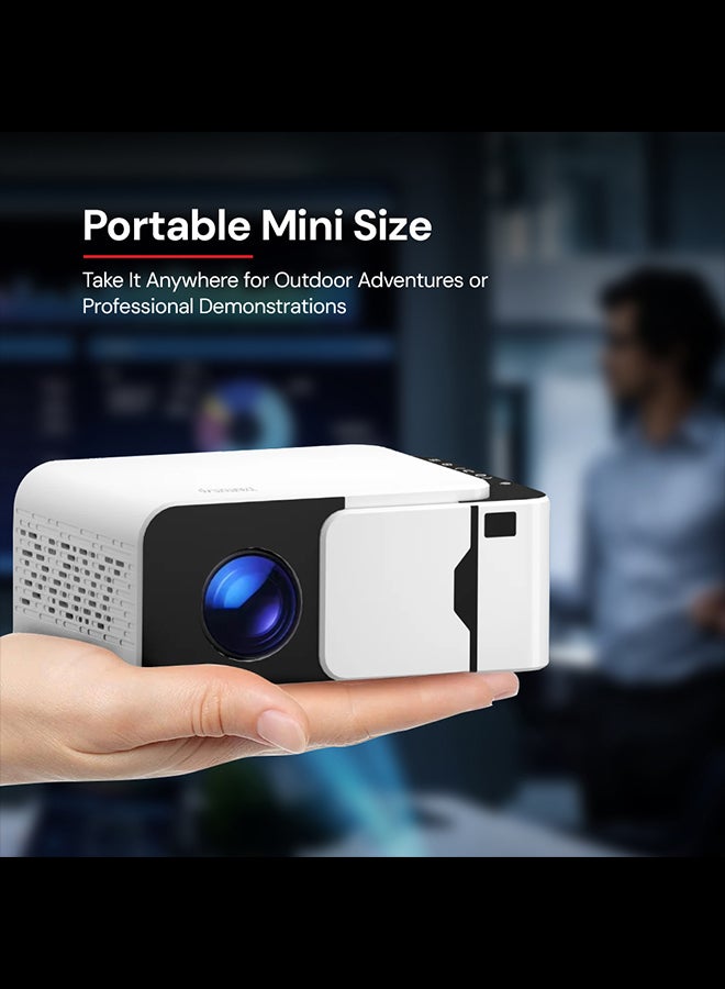 Wownect Smart T5 Mini Projector with WiFi and Bluetooth [Android 13.0/Electric focus] Portable Projector 4K Support 1080P Supported Home Theater Projector T5 Mini Projector White - Image 4