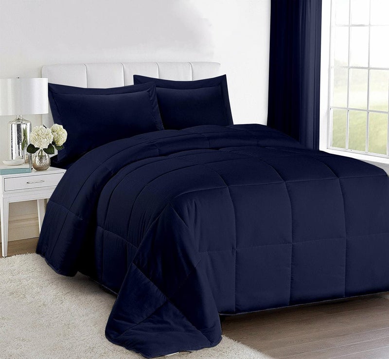 Cottington Lane Microfibre 400 GSM Winter Heavy Quilt Rajai Double Bed Comforter Blanket Super Soft Heavy Double Bed Blanket for Winter Quilt Duvet for All Season Navy Blue SolidLightweight Double Bed Comforter AC Comforter DoubleAllWeather Double Bed Comforter Blanket Lightweight QuiltRajaiRazai  - Image 1
