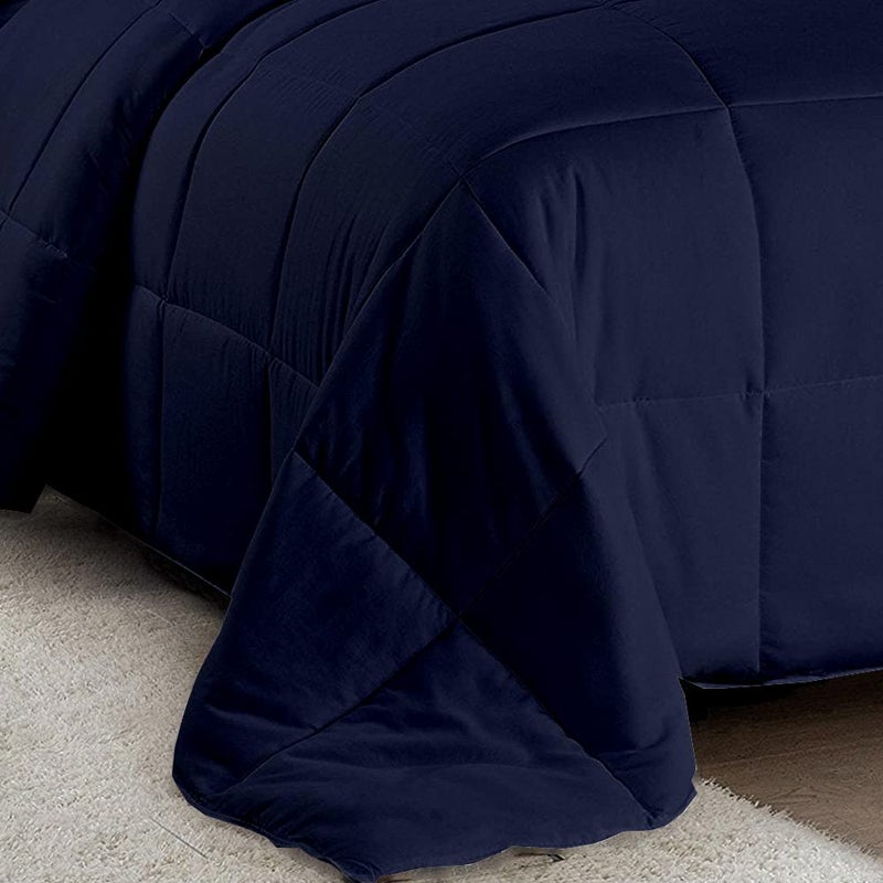 Cottington Lane Microfibre 400 GSM Winter Heavy Quilt Rajai Double Bed Comforter Blanket Super Soft Heavy Double Bed Blanket for Winter Quilt Duvet for All Season Navy Blue SolidLightweight Double Bed Comforter AC Comforter DoubleAllWeather Double Bed Comforter Blanket Lightweight QuiltRajaiRazai  - Image 2