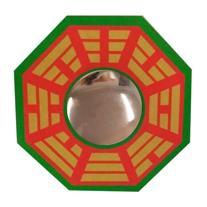 HARDIK HOME CREATION FENG SHUI CHINESE CONVEX GLASS VASTU BAGUAPA KUA MIRROR FOR POSITIVECHI ENERGY PAKWA OCTAGON FRONT WALLDOOR DECOR FOR PROTECTION OCTAGONAL FRAMED