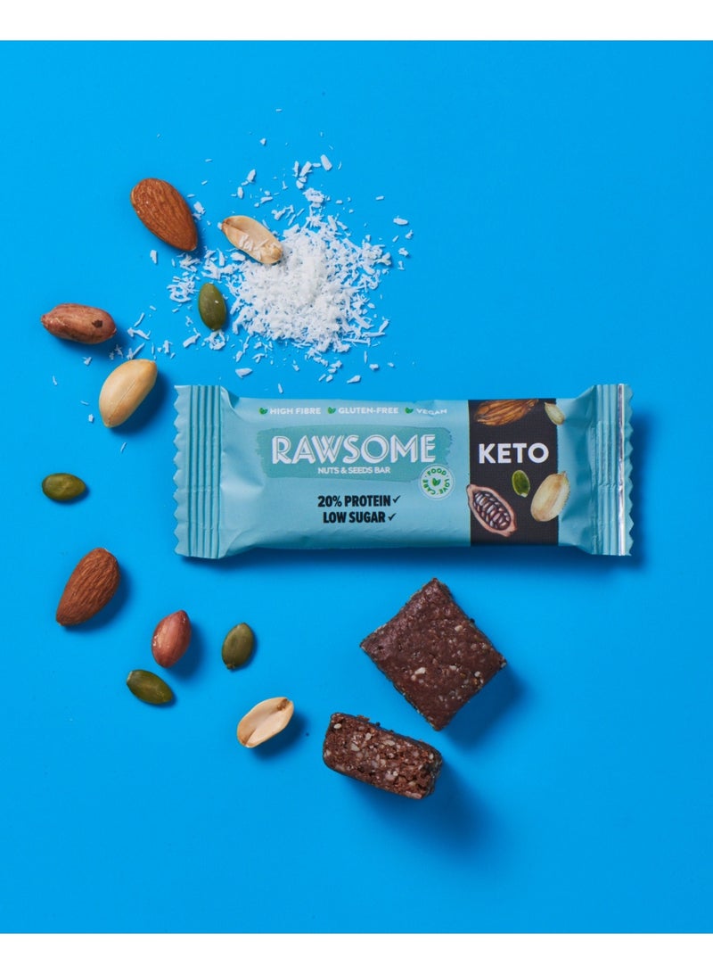 Rawsome Keto Nuts & Seeds Bar 20% Protein | Low Sugar | Vegan | Gluten Free | 12x40g - Image 2
