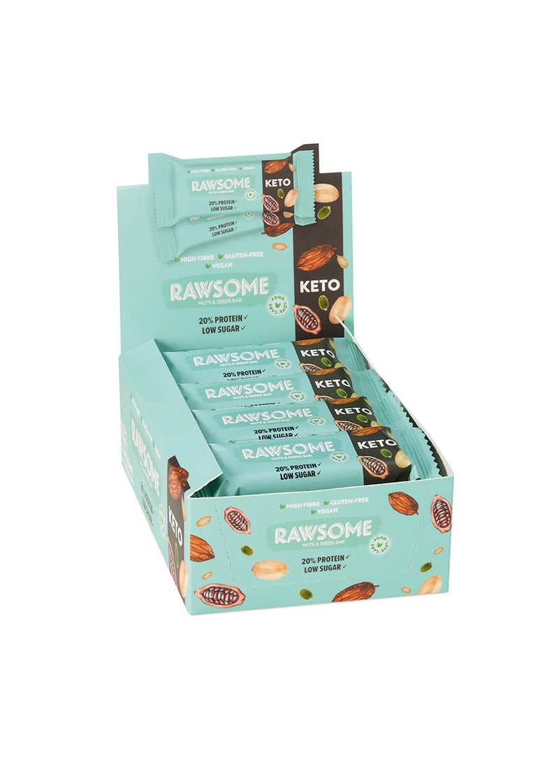Rawsome Keto Nuts & Seeds Bar 20% Protein | Low Sugar | Vegan | Gluten Free | 12x40g - Image 1