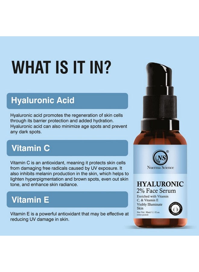 Nuerma Science 2% Hyaluronic Acid Face Serum With Vitamin C Vitamin E Oil Peptide For Illuminating Skin Daily Care Face Serum (30 Ml) - Image 2