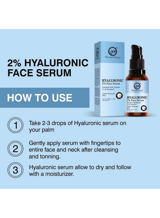 Nuerma Science 2% Hyaluronic Acid Face Serum With Vitamin C Vitamin E Oil Peptide For Illuminating Skin Daily Care Face Serum (30 Ml) - Image 5