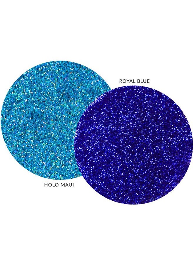 MARBLERS Cosmetic Grade Fine Glitter Duo [Holo Maui & Royal Blue] 0.36oz (10g) | Non-Toxic | Vegan | Cruelty-Free | Eyeshadow, Nail Polish, Nail Art | Festival, Rave & Party Makeup | Body & Face  - Image 2