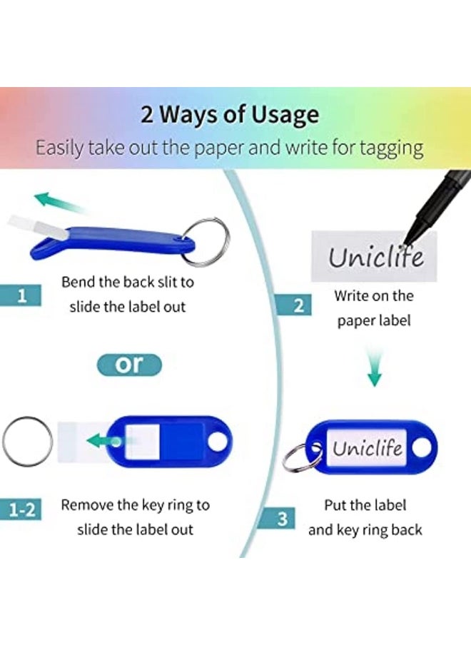Biella Multicolor 5.1 Cm Tough Abs Key Tags In 5 Colors Item Identifiers Markers With Blank Paper Labels Protective Plastic Films And Split Rings, 50 Pack  - Image 3