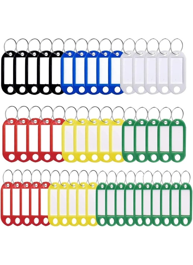 Biella Multicolor 5.1 Cm Tough Abs Key Tags In 5 Colors Item Identifiers Markers With Blank Paper Labels Protective Plastic Films And Split Rings, 50 Pack  - Image 1
