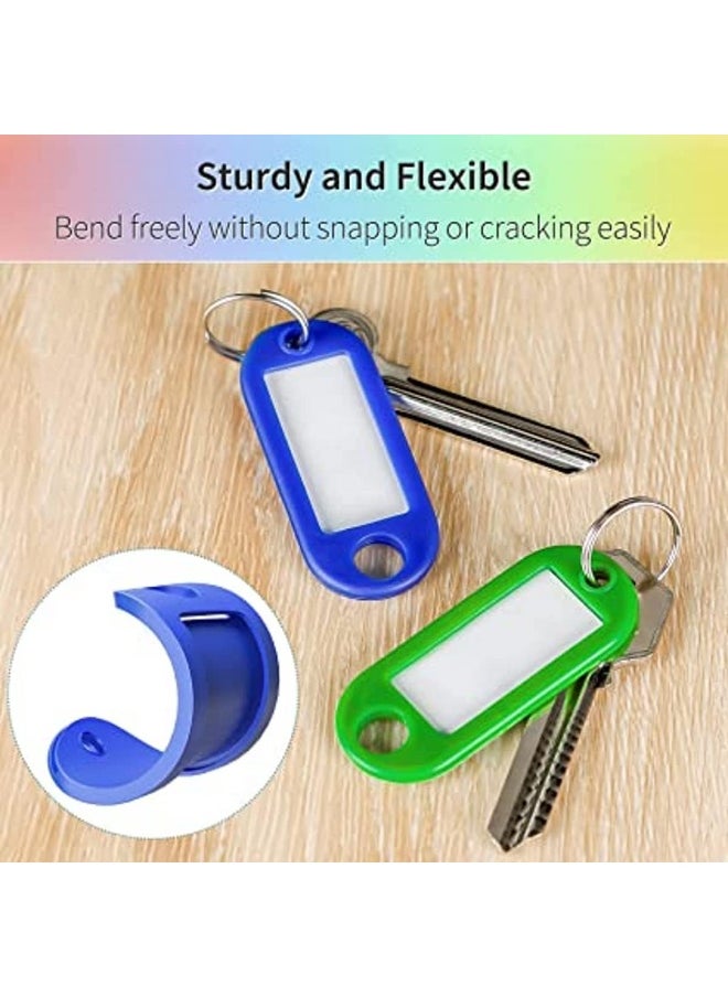Biella Multicolor 5.1 Cm Tough Abs Key Tags In 5 Colors Item Identifiers Markers With Blank Paper Labels Protective Plastic Films And Split Rings, 50 Pack  - Image 5