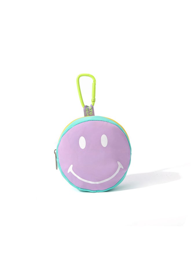 New Cartoon Candy Color Smiling Face Bag Mini Solid Color Key Bag Pendant Change Storage Bag Universal Trendy For Men And Women