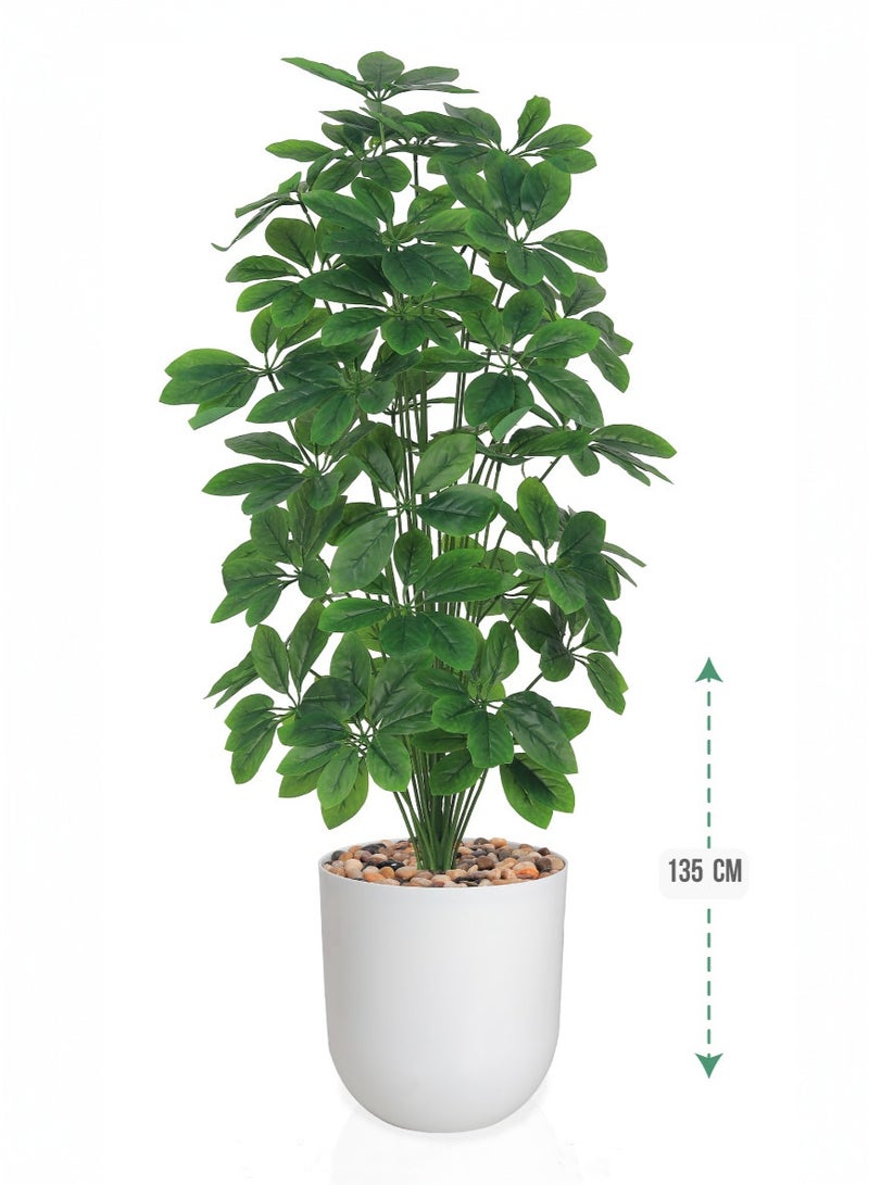 Alrassi Premium Artificial Jasmine Leaf Tree Decor with Durable Pot, 36 Leaves, 135 cm Height, Ideal for Home and Office Decoration - Image 1